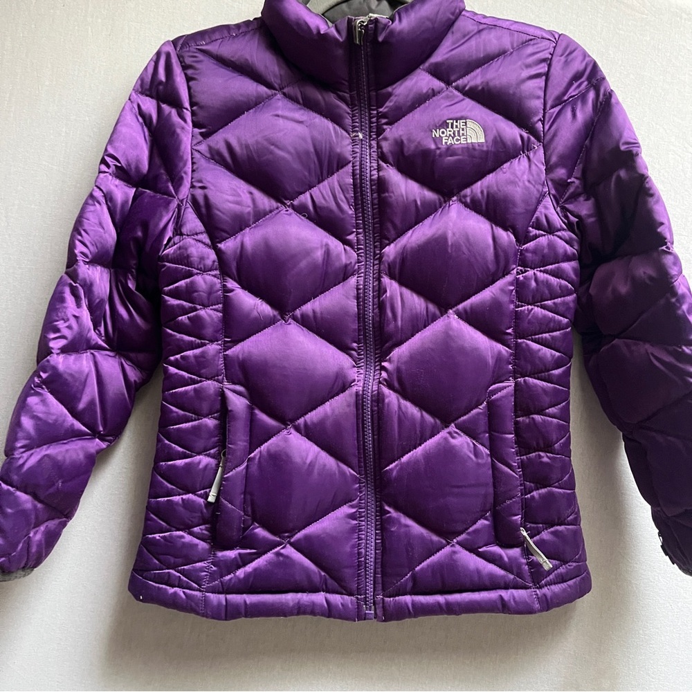 The North Face Girls 550 Down Quilted Puffer Jacket Purple Size M 10/12